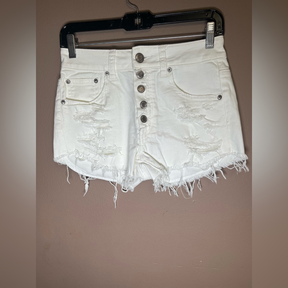 NWT American Eagle Stretch White Jean Shorts Size 4 - Picture 2 of 16